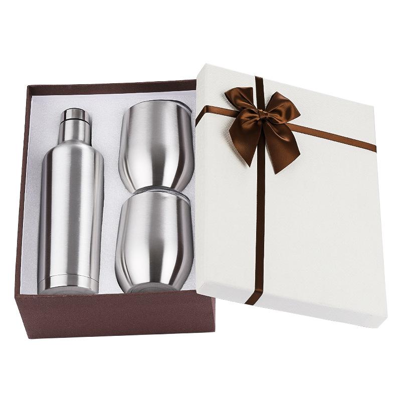 Custom LOGO Wine Tumbler Sets 17oz Double Wall Stainless Steel Insulated Wine Glass Bottle and 12oz 350ml Wine Tumbler Gift Set 500ML