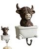 Highland Cow Bathroom Ornament Funny Resin Cow Figurines Bathroom Wall Hooks Towel Hanger Hooks For Home Shower Bedroom