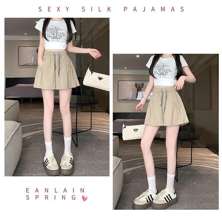2025 Sweet Korean High-Waisted Quick-Dry Ruffle Pants with Pockets