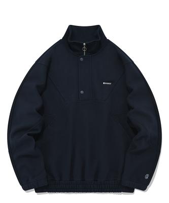 Oversized Chevron Sweat Anorak Navy