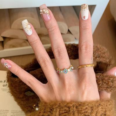 Zircon Dripping Oil Flower Exquisite Retro Palace Yanfeng Index Finger Ring Niche Versatile Temperament Jewelry