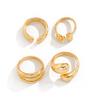 European & American Geometric Baroque Pearl Ring Set – Sweet Cool Ins Style Glossy Liquid Metal Ring