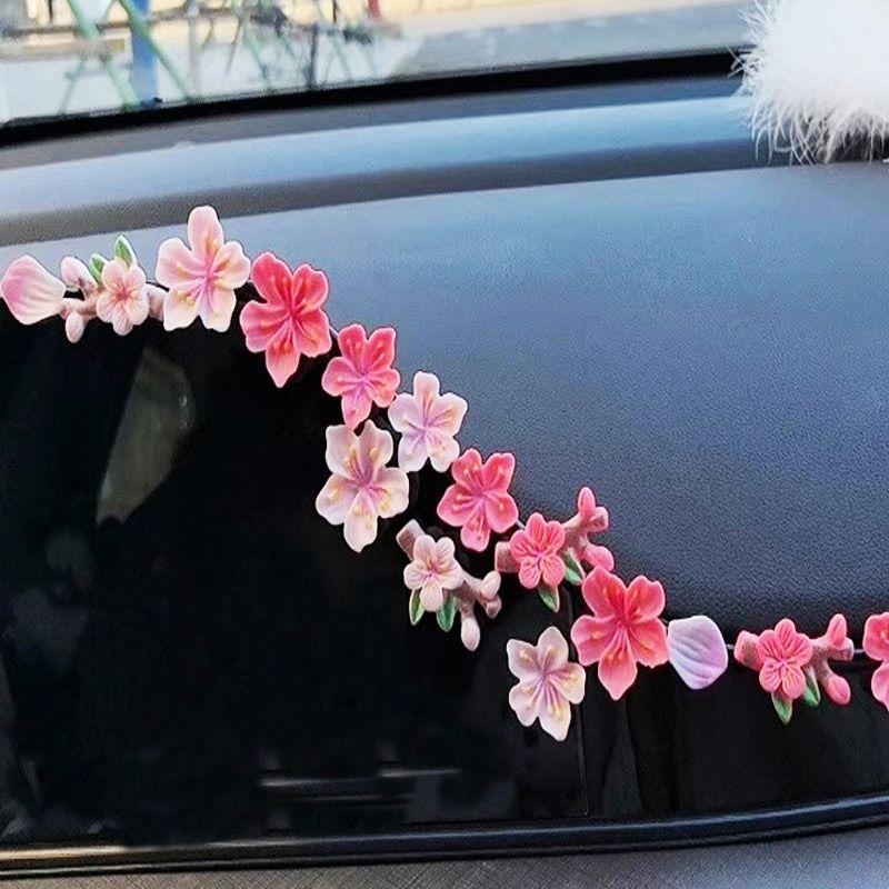 3D Float Cherry Blossom Flower Car Decorations DIY Resin Stickers Fashion Ornaments For Car Rear Fit For Cars Electric Vehicles