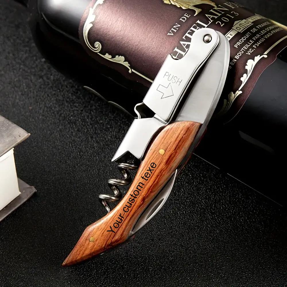 Stainless Steel DIY Wood Handle Wine Personalized Corkscrew Professional Wine Opener Portable Multifunction Kitchen Accessories 6
