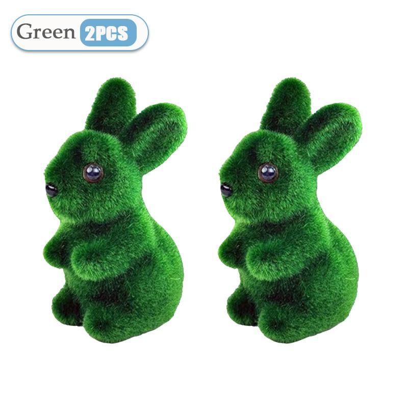 1-10PCS Realistic Easter Bunny Green Foam Flocking 3D Moss Rabbit Gardening Decor Craft Ornament Seasonal Spring Home Decoration