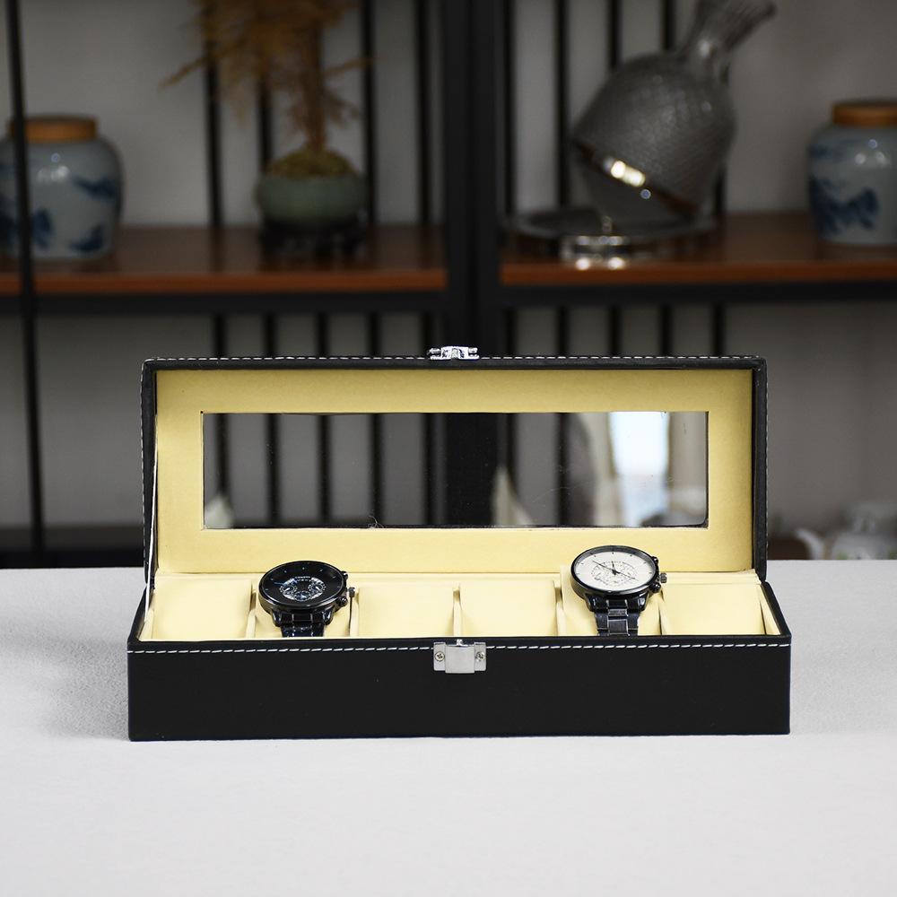Czarne pudełko na zegarki ze sztucznej skóry, kwadratowe etui ekspozycyjne z klapką, odpowiednie na 2/3/4/5/6/10/12 zegarków, eleganckie pudełko do przechowywania i organizacji zegarków.