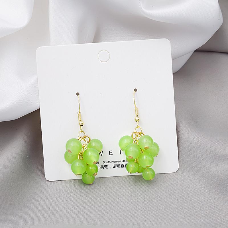 Spring And Summer Handmade Beaded Green Grape Earrings Sweet Soft Sister Fruit Earrings