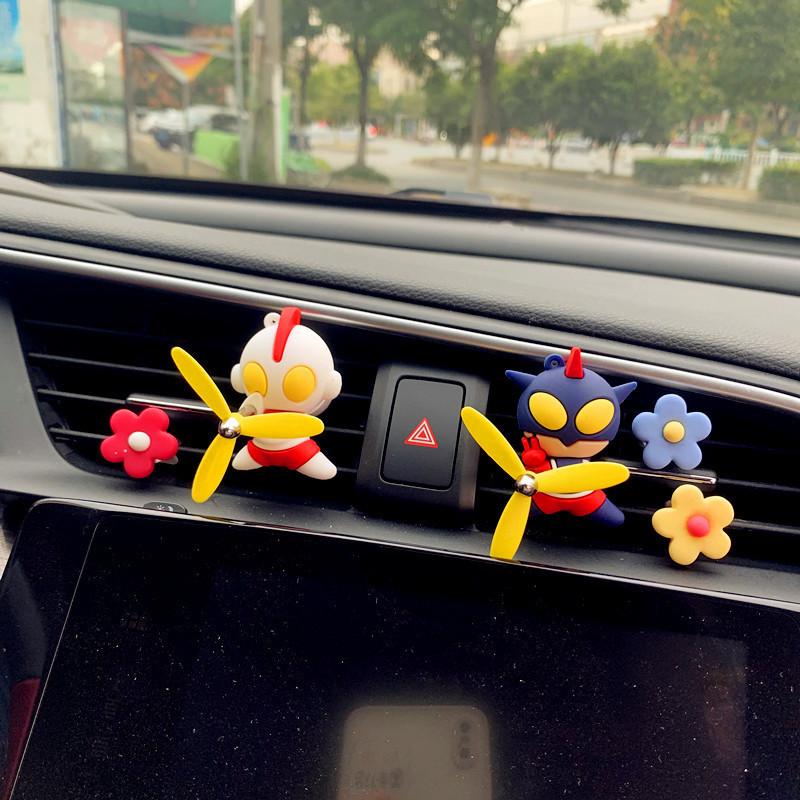 Creative Car Decor Air Vent Ultraman And Little Monster Dinosaur Car Aromatherapy Clip Cartoon Style Blue Dragon
