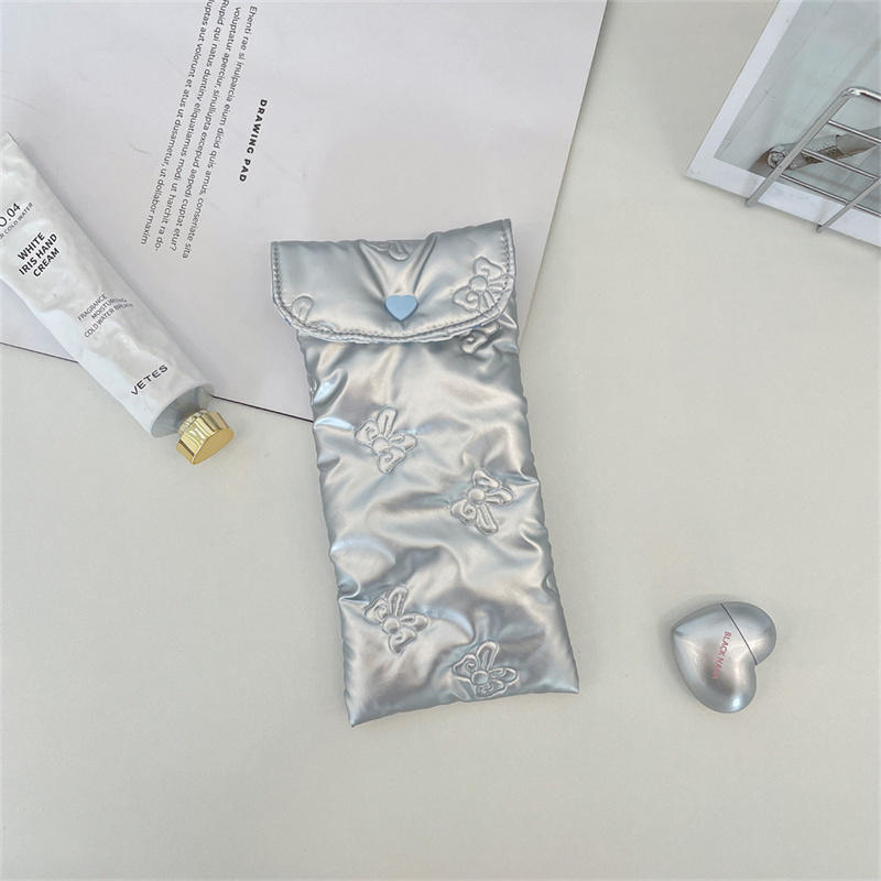 Sløyfe Brilleetui Dame Bærbar Bomullspolstret Antiknuse Solbrille Oppbevaringsveske Søt Brillepose