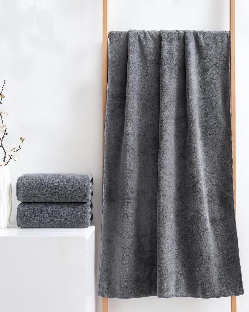 Lumimi Towel Set, Gray: Bath Towels (approx. 70*140cm) X 4 + Face Towels (approx. 35*75cm) X 4