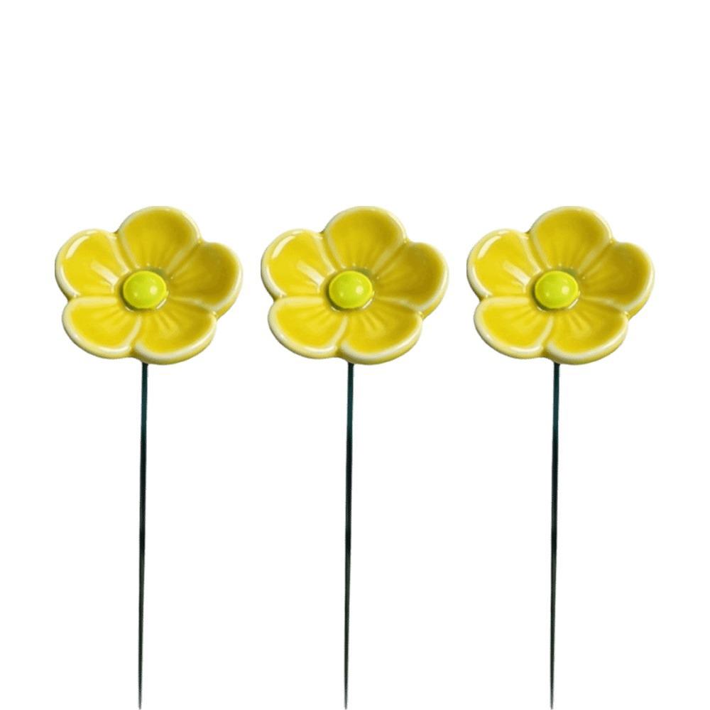 3pcs Colorful Bee Butterfly Water Dispenser Ceramic Bee Watering Station Artificial Flower Office