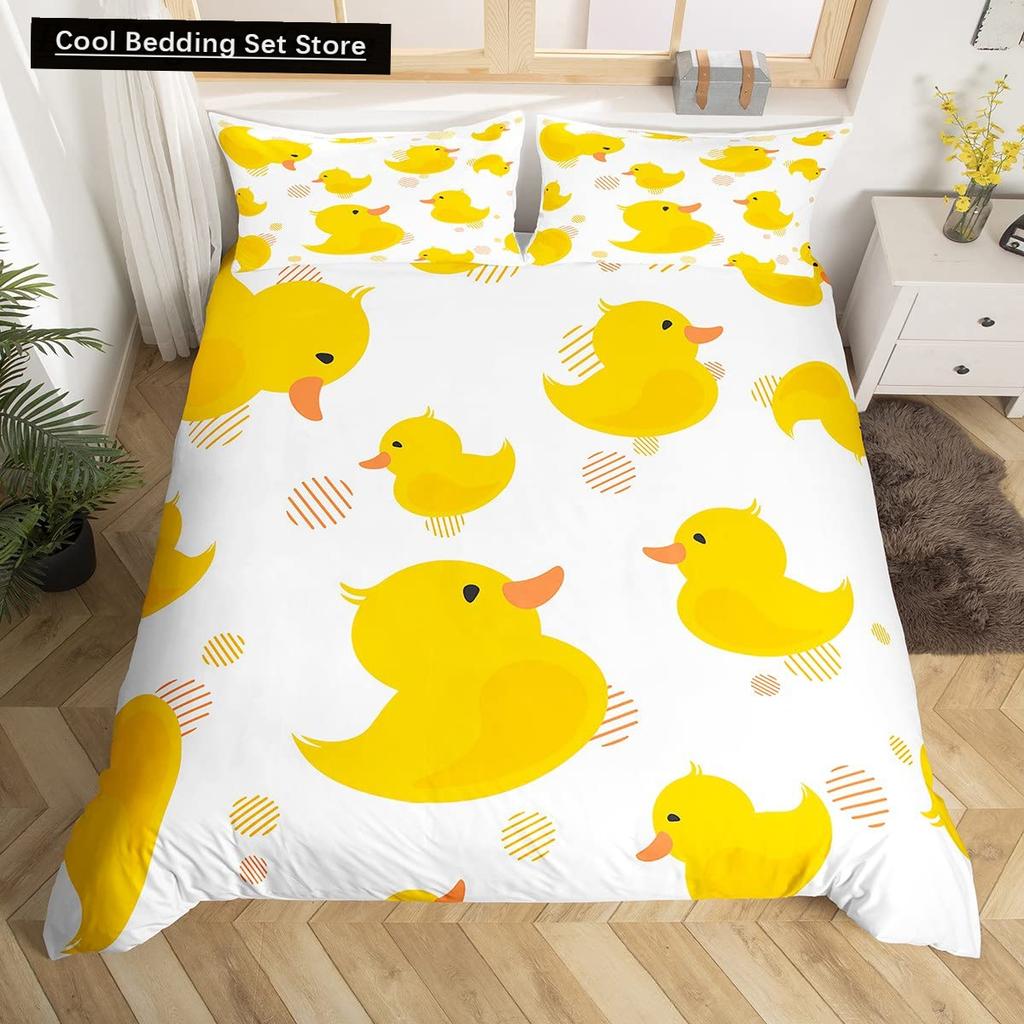 Uroczy kaczor król królowa poszwa na kołdrę kreskówka biała gęś zestaw pościeli zabawny wiejski zwierzęcy poszwa na kołdrę poliestrowa poszwa na kołdrę