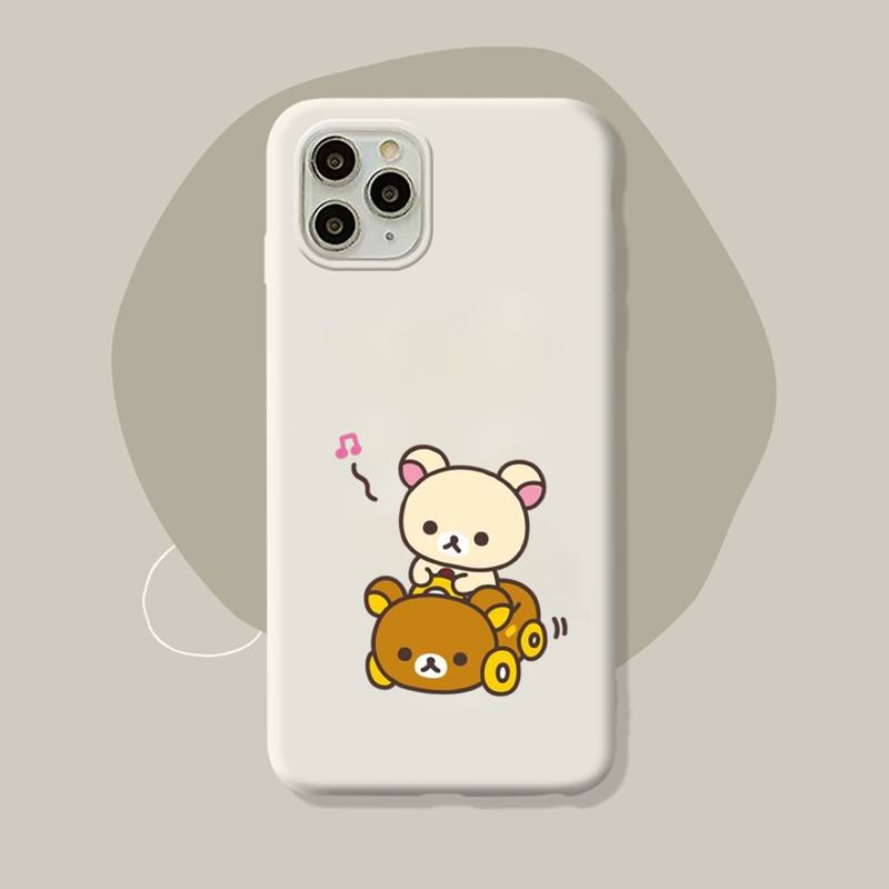 Rilakkuma Kawaii Phone Case for iPhone 11 12 13 Mini Pro Xs Max 8 7 6 6S Plus X XR Solid Candy Color Case