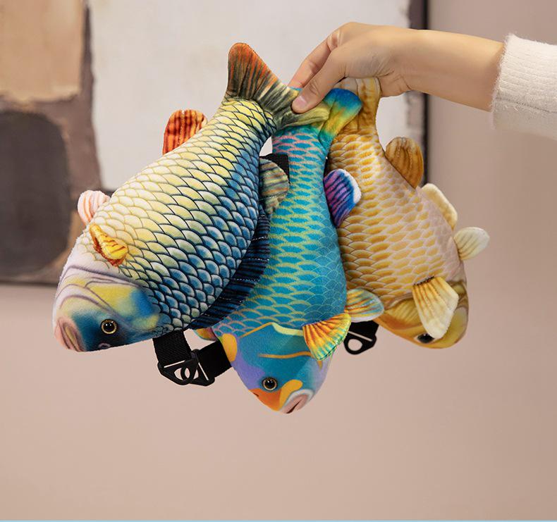 Creative Koi Crucian Carp Plush Crossbody Bag for Girls