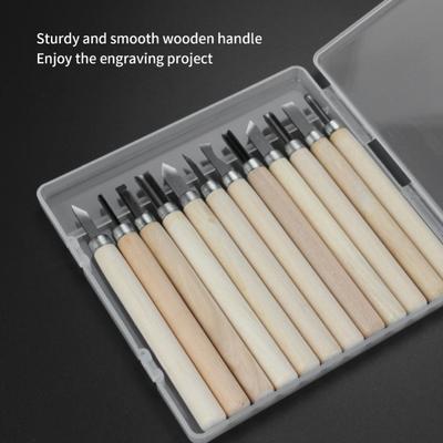 12Pcs Wood Carving Tool Set 55# Steel Sculpture Knife With Storage Box For Soft Materials