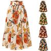 A-line Skirt, Pleated Skirt, Floral Print, Elastic Waist, Midi Skirt