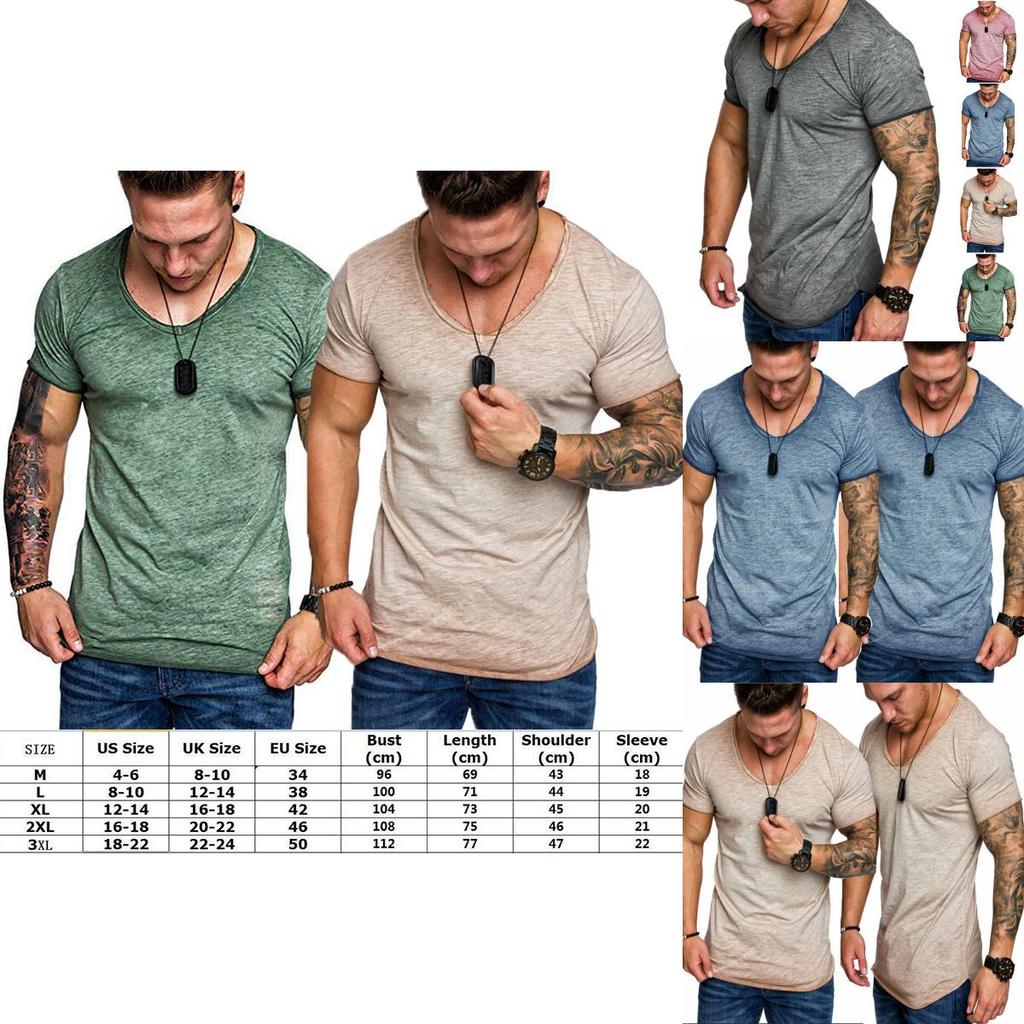 Fashion Men's Casual Tops V-neck T-shirt With Slim Fit And Premium Cotton Blend