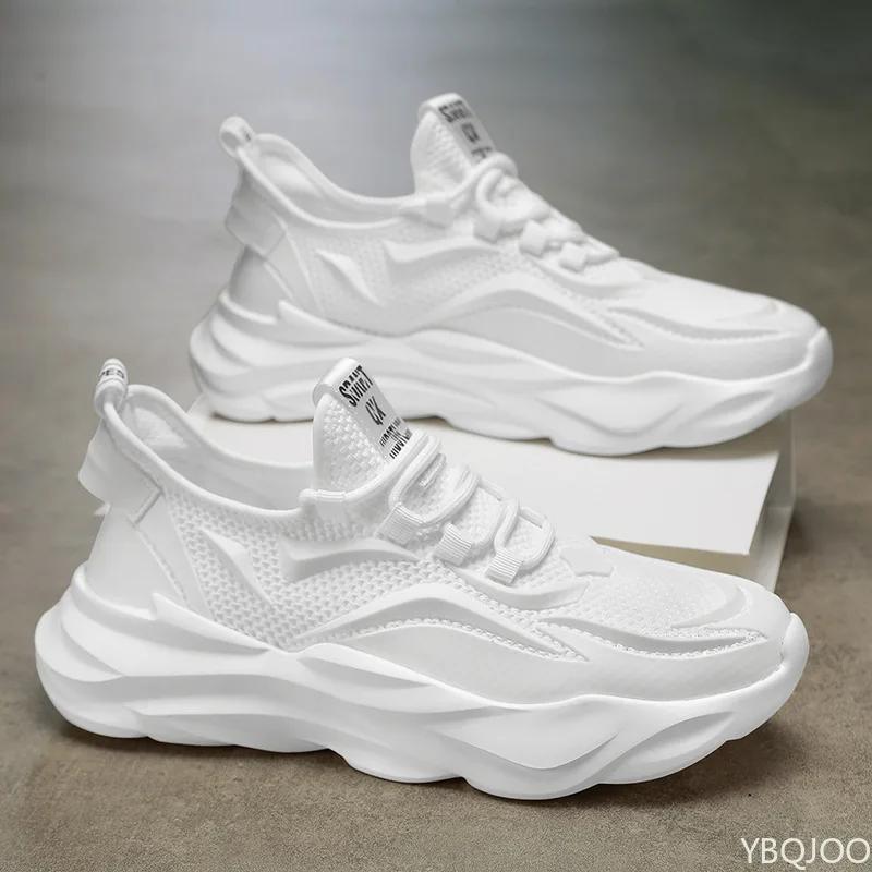 

Модная мужская дышащая сетчатая обувь Универсальный комфорт Мужская обувь Уличные кроссовки для бега Толстая подошва износостойкая повседневная обувь Homme 42 белый
