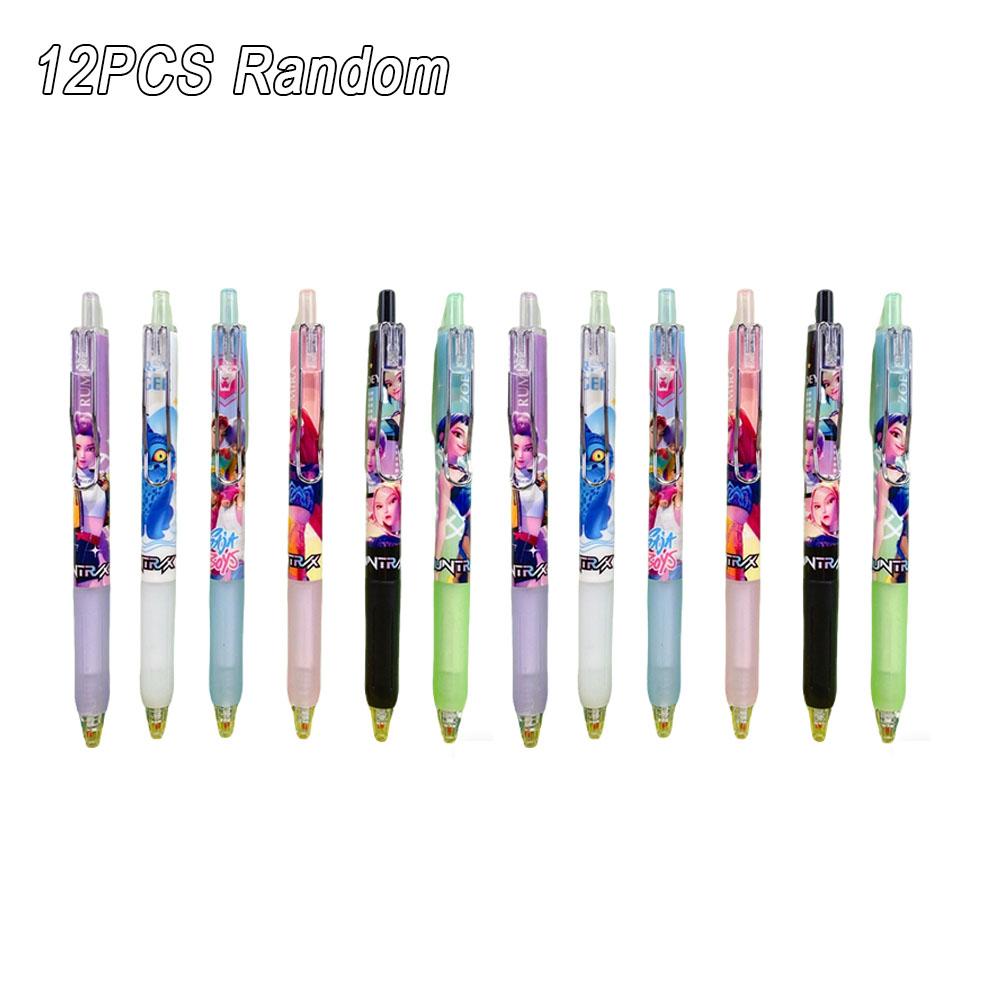 6/12/24/36Pcs KPop Demon Hunters Black 0.5mm Gel Pen Blind Box Student Writing Pen Anime Model Stationery Student Supplies