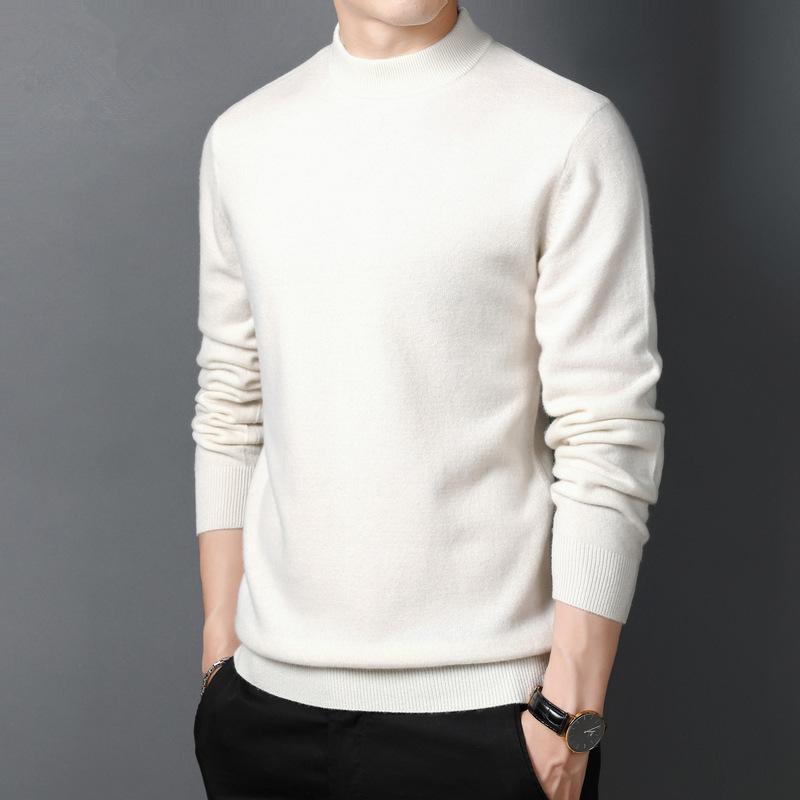 

Fashion Sweatwear Mens Anti-pilling High Quality Knitted Half Turtleneck Sweater Slim Fit Long Sleeve Pullover Solid Color Trend Men Clothing M