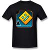 Camiseta Negra con Logo del Juego Geometry Dash para Hombre FENGTING