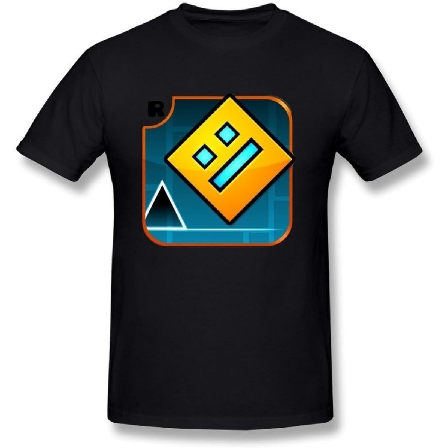 Мужская футболка FENGTING с логотипом игры Geometry Dash, черная S чёрный