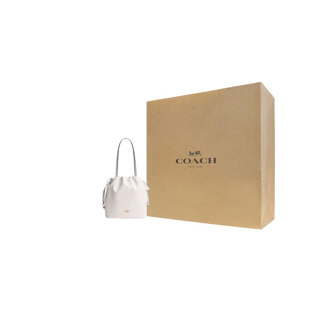Coach Faye 28 Logo Drawstring Closure Epi Leather Tote Shoulder Bag Large Women Bags Chalk-White CV947-IMCHK