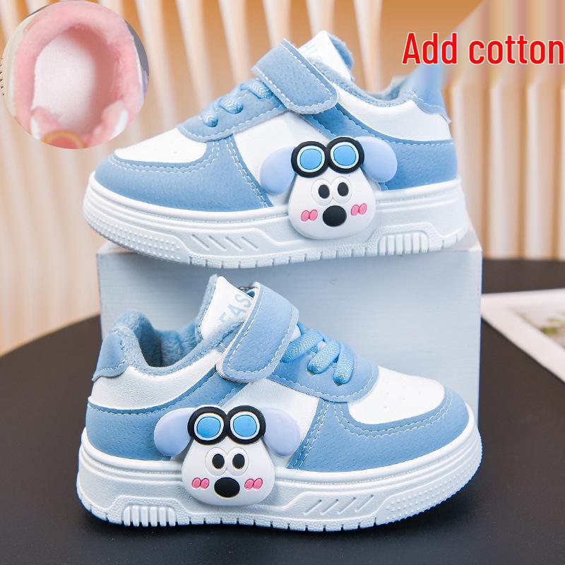 Kids' Low-Top Skate Shoes: Cotton-Padded, Fleece-Lined, Cartoon Design for Toddlers & Young Children