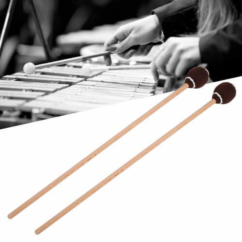 Marimba Mallets, 1 Pair, Lightweight, Easy to Play, Smooth, Sturdy and Durable, Percussion Instrument (Brown Headwood)