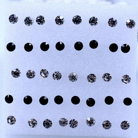 Korean Simple Street Stall Boxed Earrings: 4mm Shiny Resin Rhinestone Studs