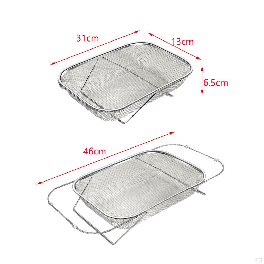 Drain Basket Sink Washing Basket, Collapsible Storage Rack Over The Colander Stainless