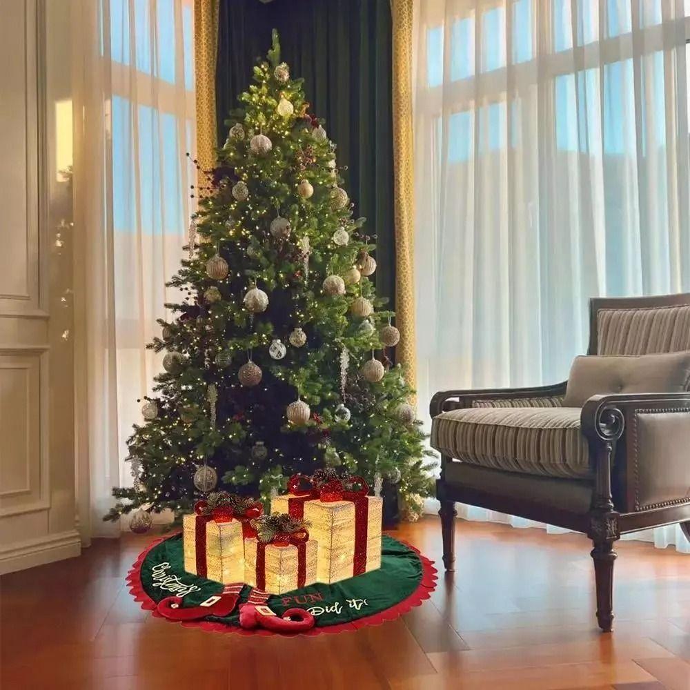Fashion Comfortable Touch Christmas Tree Ornaments Indoor Reusable Tree Mat Party Decorations Cloth Christmas Tree Skirt