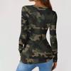 Damski T-shirt Slim Fit Modny Casualowy z Nadrukiem Gradientowym Okrągły Dekolt Pulower Długi Rękaw Top