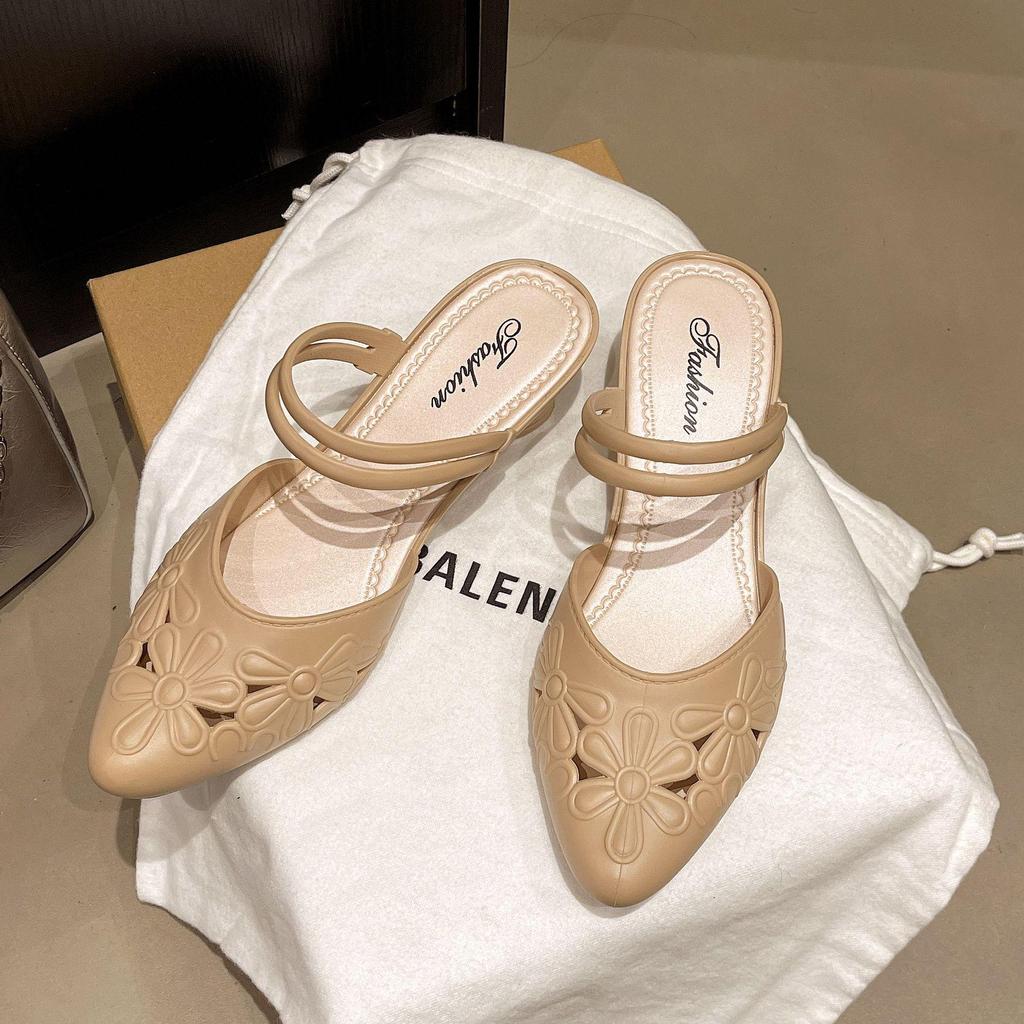 Yuzhihao Women's Summer Wedge Slippers - Hollow-Out Thick Heel Sandals with Single Strap.