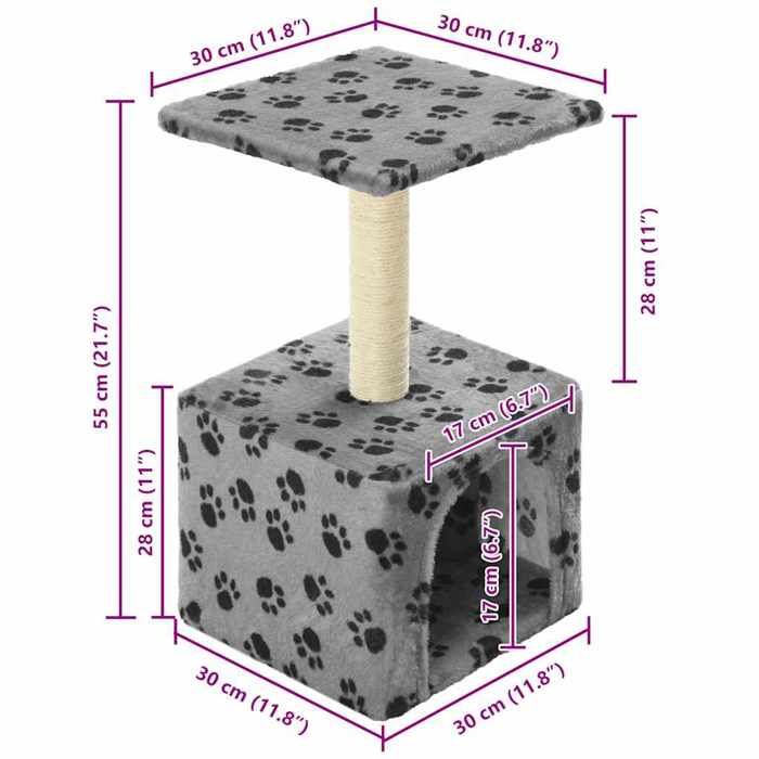 VidaXL Arbre à chat avec griffoirs en sisal 55 cm Gris Motif de pattes
