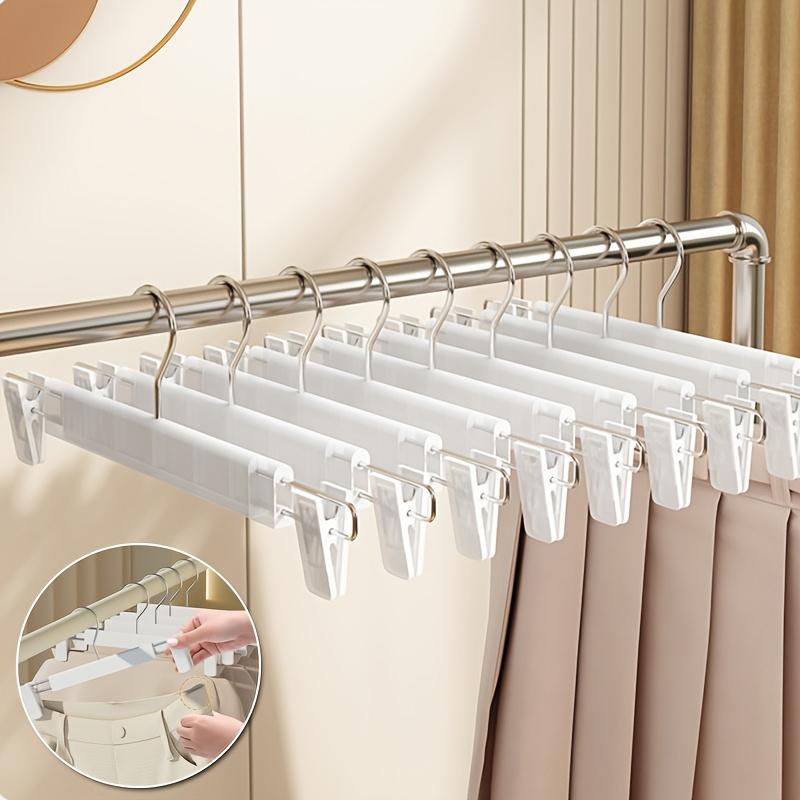 10Pcs Clothes Pants Hangers, Space-Saving Skirt Holders, Adjustable Clips, Trouser Hangers, Clothes Coat Garment Jeans Hangers