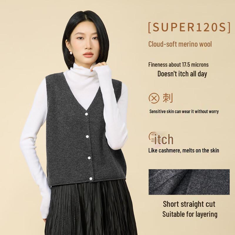 Northern Deer Women's 100% Merino Wool Knit Cardigan Vest