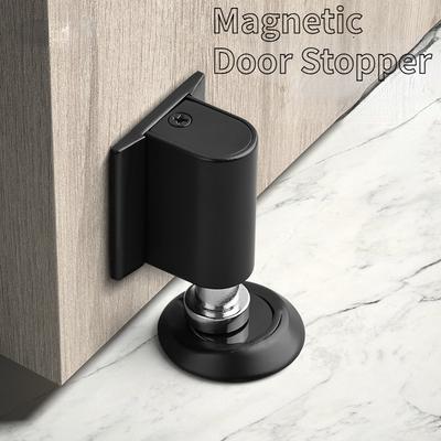 Magnetic Door Stopper Stainless Steel Heavy Duty Door Stop Black Nail-free Door Suction Door Holder Door Hardware