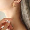 European & American Ribbed C-Shape Gold-Plated Titanium Steel Earrings - High Texture, Unique Design