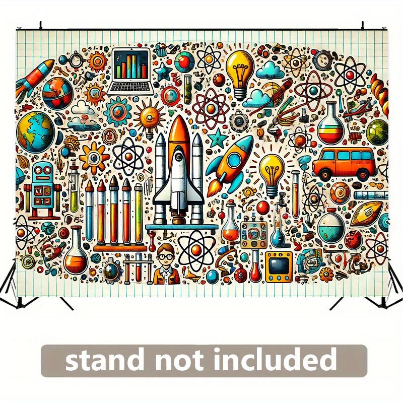 One polyester background banner with a scientific and creative theme suitable for home office and outdoor decoration