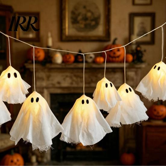 Hanging Halloween Accents Glowing Ghost Decor, Spooky Light Up Ornament for Party Festive Decor Scene, Indoor Outdoor Wall Window