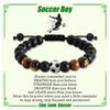Football Beaded Bracelet Gift to my son Black Frosted Coach Football Bracelet Tiger's Eye Baseball Bracelet