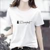 GMXIA Women's Fashion Casual Summer Spring Solid Color Print Short Sleeve O-Neck T-shirts and Loose Tops