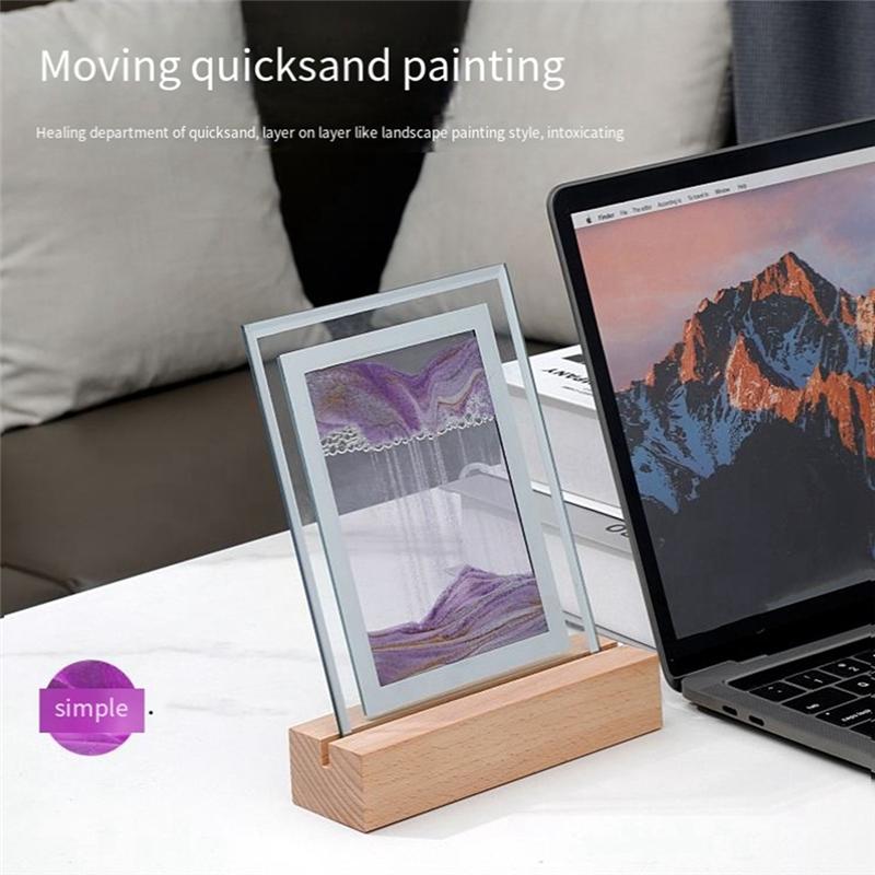 A44Z-Sand Art Moving Night Lamp Craft Quicksand 3D Landscape Flowing Sand Picture Hourglass Gift LED Table Night Light