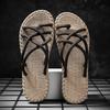 New beach versatile thick bottom casual fashion high sense woven flat bottom flip-flops summer slippers men