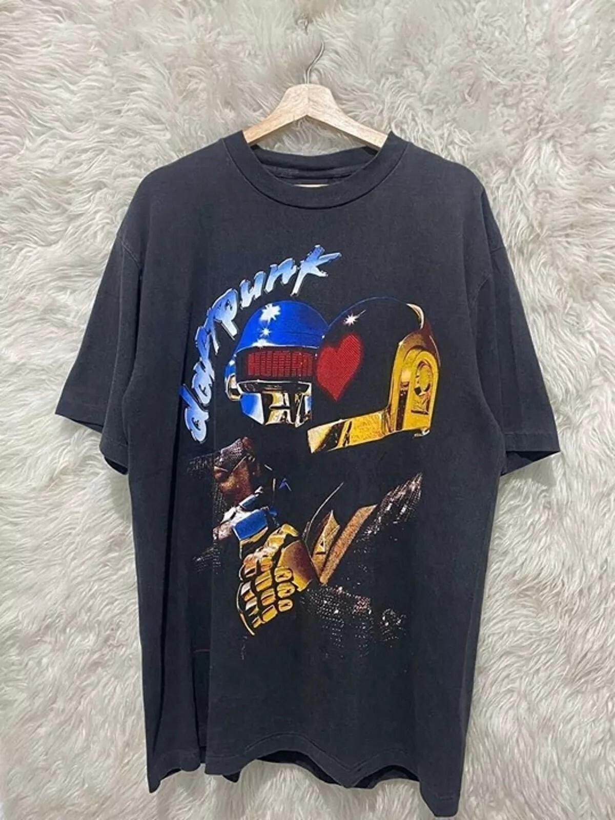 

Daft Punk 90-е Ретро Стиль Черный Унисекс Перепечатка Мужская Женская Футболка Мужские Женские Футболки Топ Мужчины Женщины S