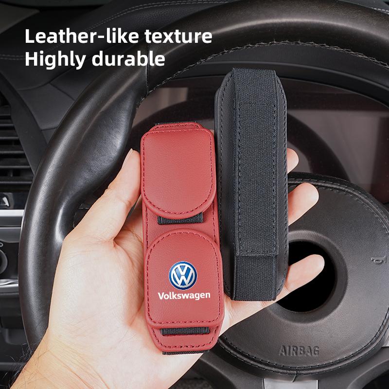2026 Hot Double Clip Sunglasses Holder Magnetic Leather Glasses Storage For Volkswagen VW Arteon T-ROC Golf Amarok T5 ID3 T-Cross Tiguan