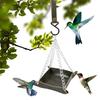 Hanging Bird Feeder Outdoor Hummingbird Feeders Faux Leather Feeding Tray Metal Mesh Attracting Wild Birds Square Platform