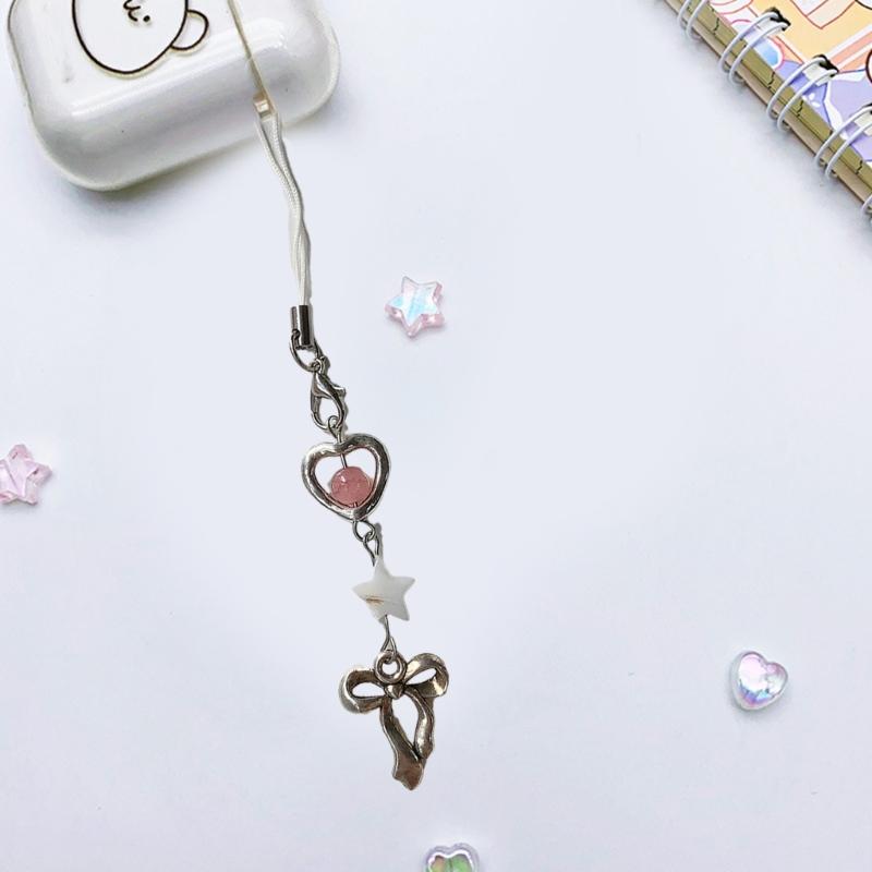 Trendy Bowknot Charm Stylish Keychain Fringe Chain Durable Phone Lanyard Long Lasting Phone Jewelry Suitable for Phone