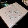 Cool Zircon Oil Drop Flower Bracelet Stud Earrings Jewelry Set Light Luxury High-end Sweet and Beautiful Jewelry Women